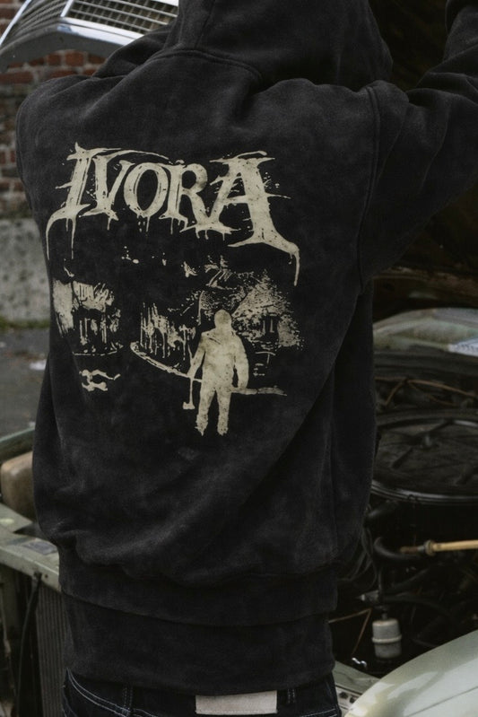 IVORA "BUTCHER" Zip Up Washed Hoodie