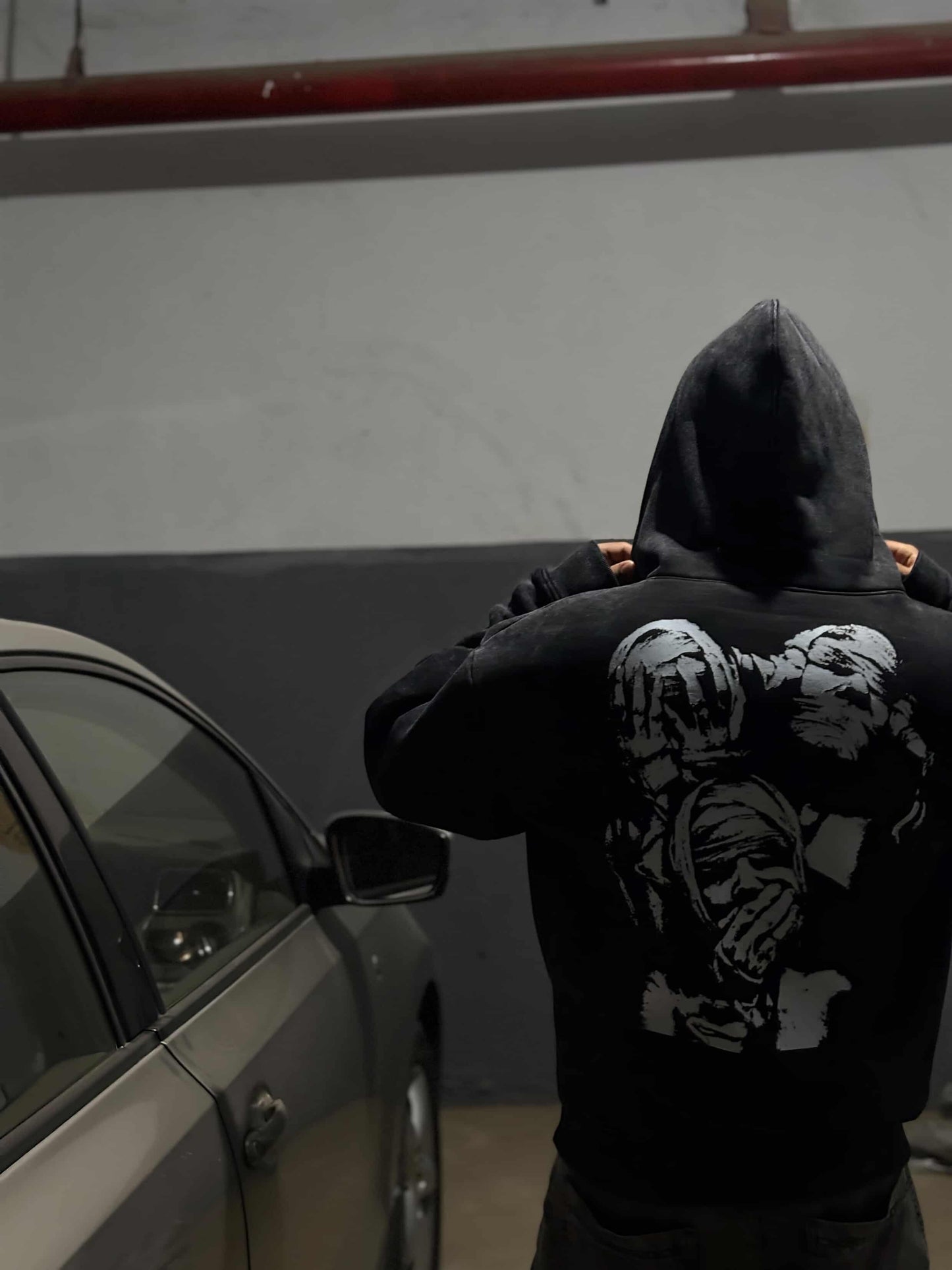 IVORA "SEE NO EVIL"  Zip Up Washed Hoodie